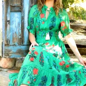 THML Kelly Green Puff Sleeve Dree